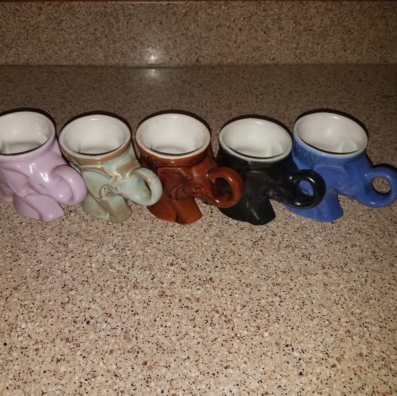 Vintage Frankoma Elephant Mug 4 Piece Set (lavende - Picture 2 of 7